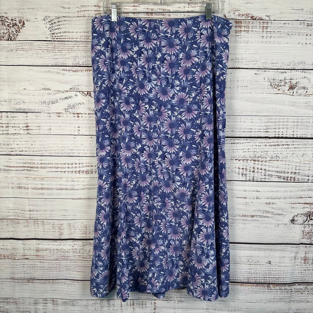 Y2K Christopher Banks Purple Floral Maxi Skirt Flowy Prairie Office Womens Sz 16